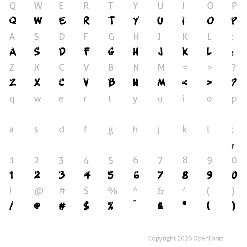 Character Map of Shiny Signature Regular