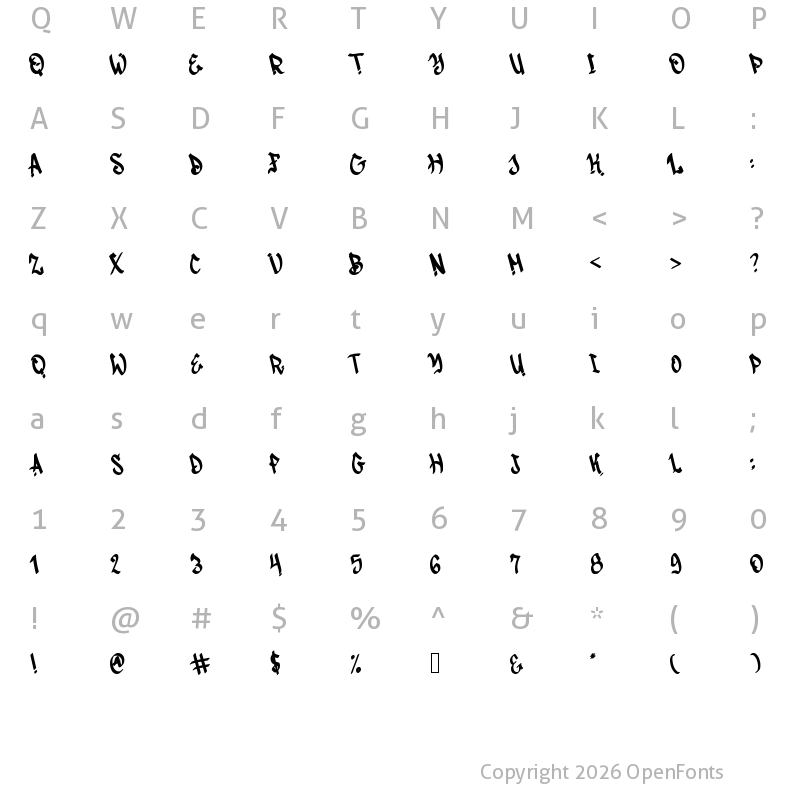 Character Map of Shock Graffiti Regular
