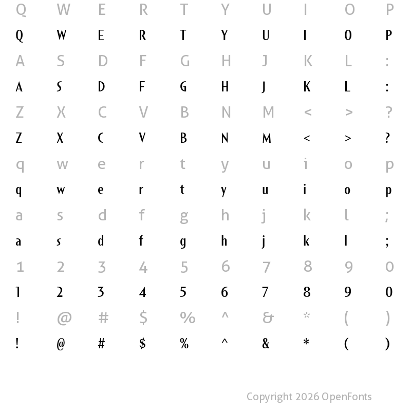 Character Map of Short Films Bold