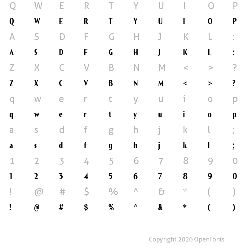Character Map of Short Films XBold