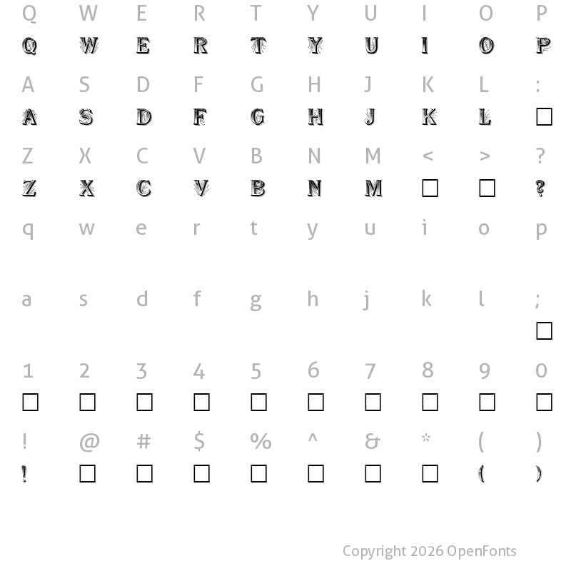 Character Map of Showboat Regular