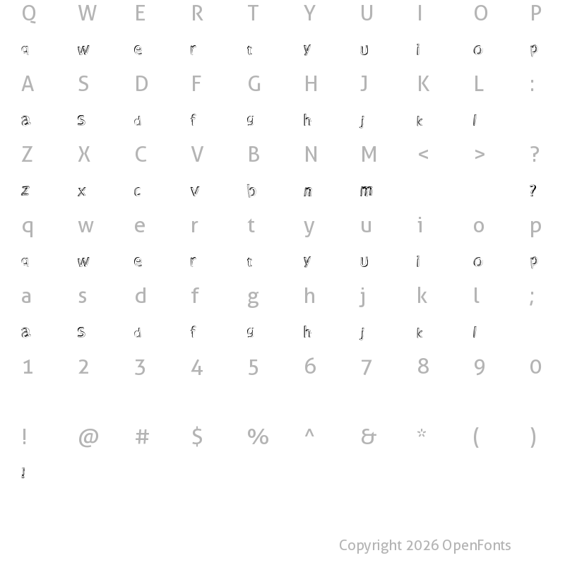 Character Map of Shutdown! Regular