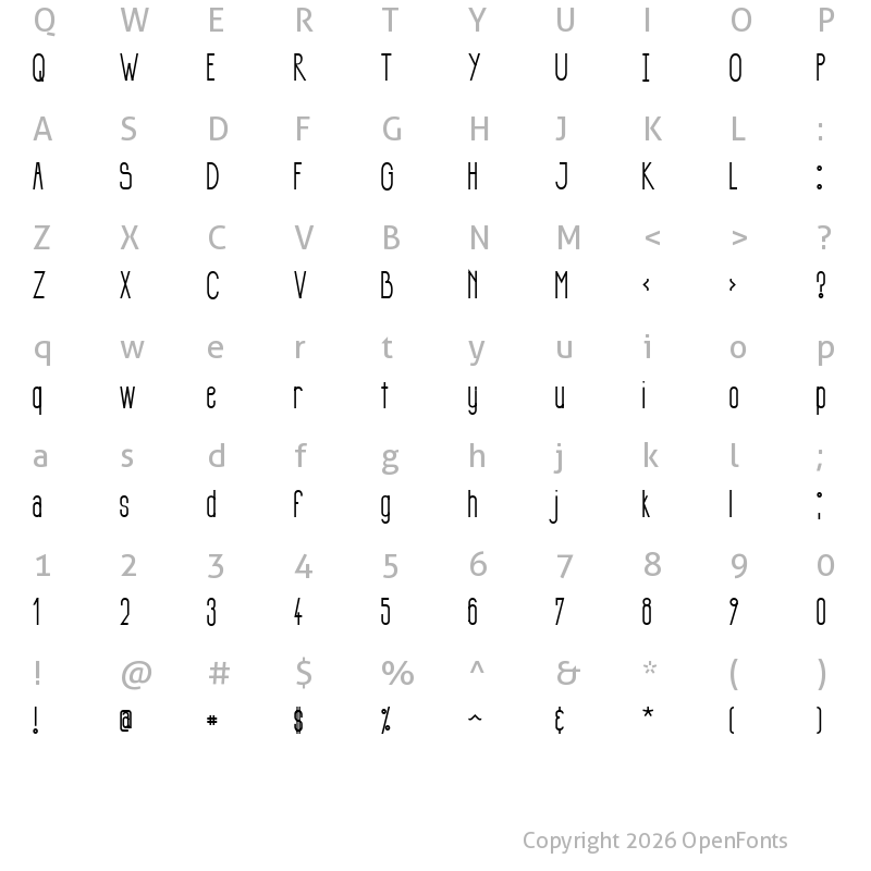 Character Map of Si LuNcai Regular