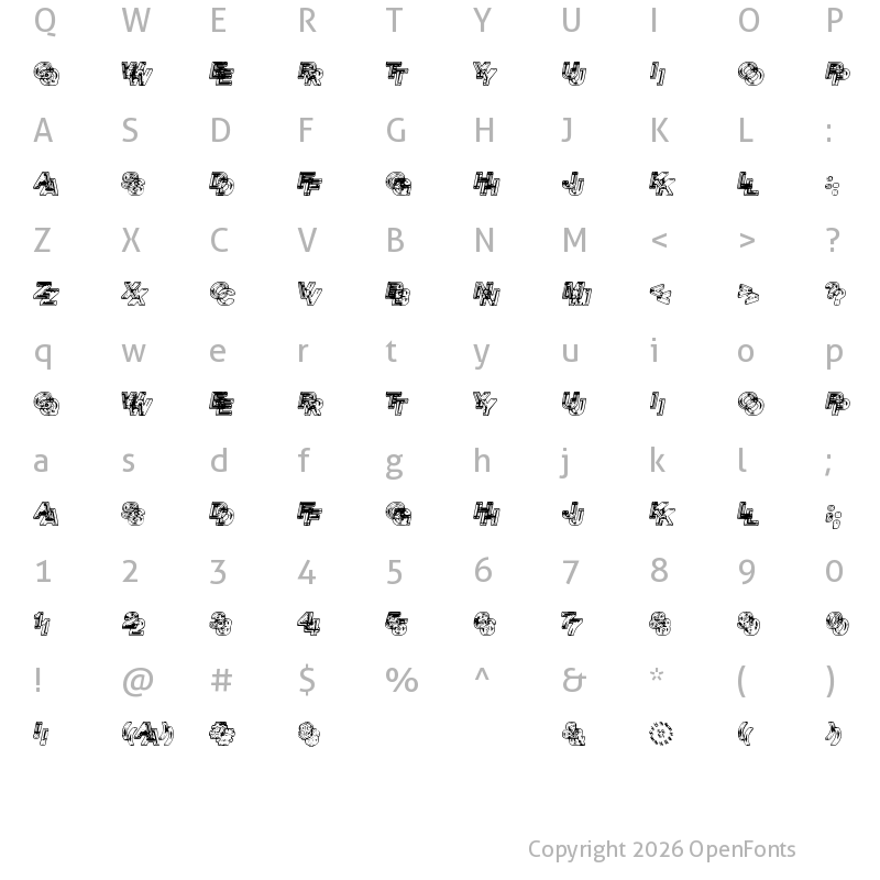Character Map of Siamese Twins Regular