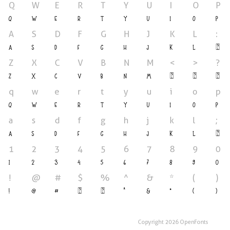 Character Map of Sibertha serif Regular