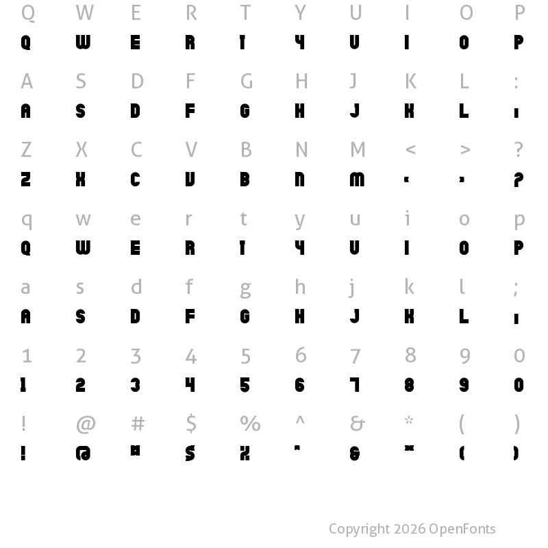 Character Map of Sicret PERSONAL Black