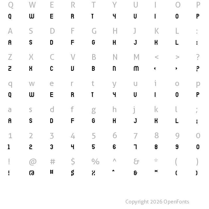 Character Map of Sicret PERSONAL Medium