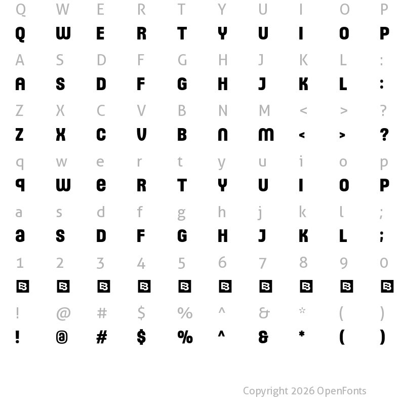 Character Map of Sideware Trial Regular