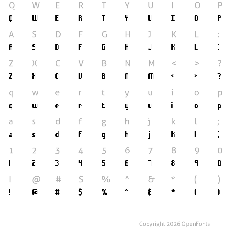 Character Map of Sideways BRK Normal