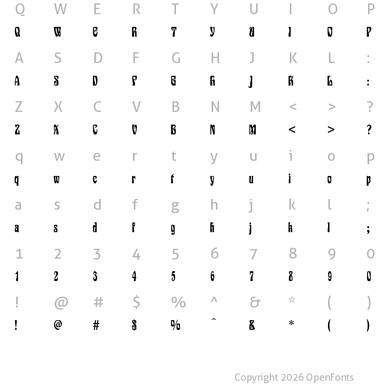 Character Map of Siegfried Regular