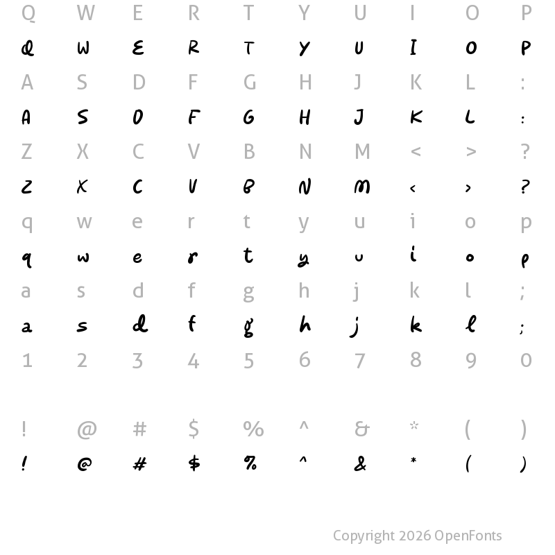 Character Map of Sierra Moon Regular