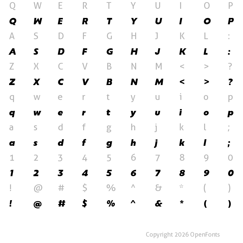 Character Map of Sigmund PRO SemiBold Italic