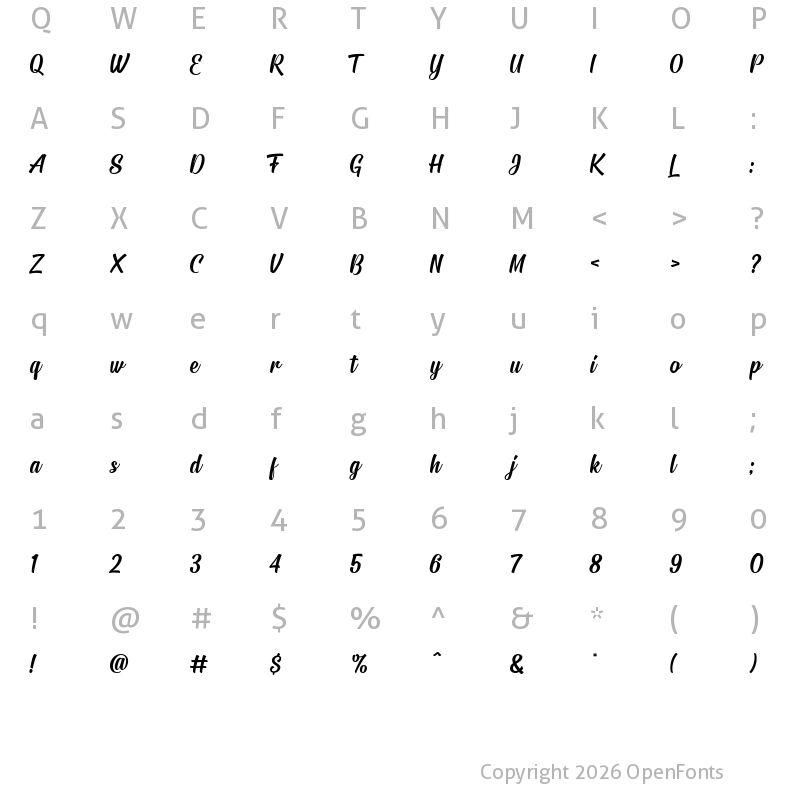 Character Map of Signatra DEMO Regular