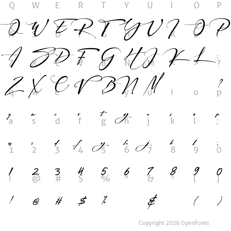 Character Map of Signatrue Regular