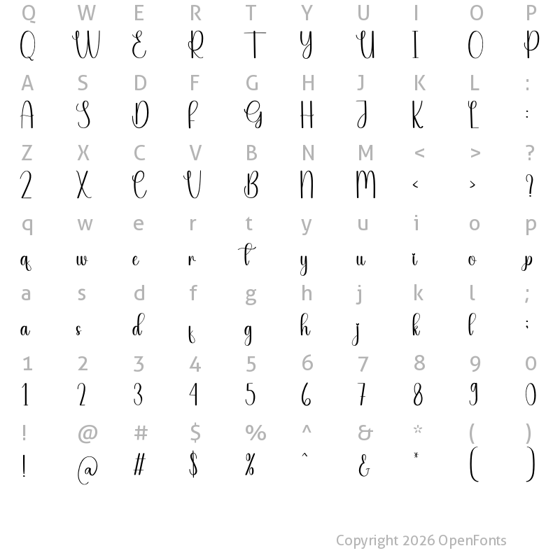 Character Map of Signature Valentine Regular
