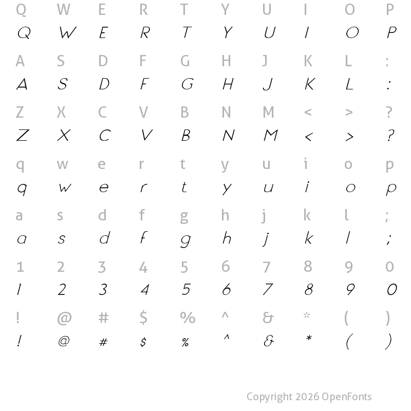 Character Map of Signoria Italic