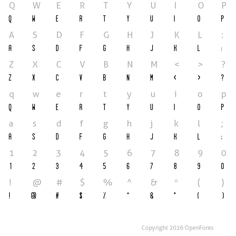 Character Map of Sigward Regular