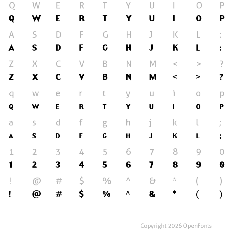 Character Map of Silky Queen Regular