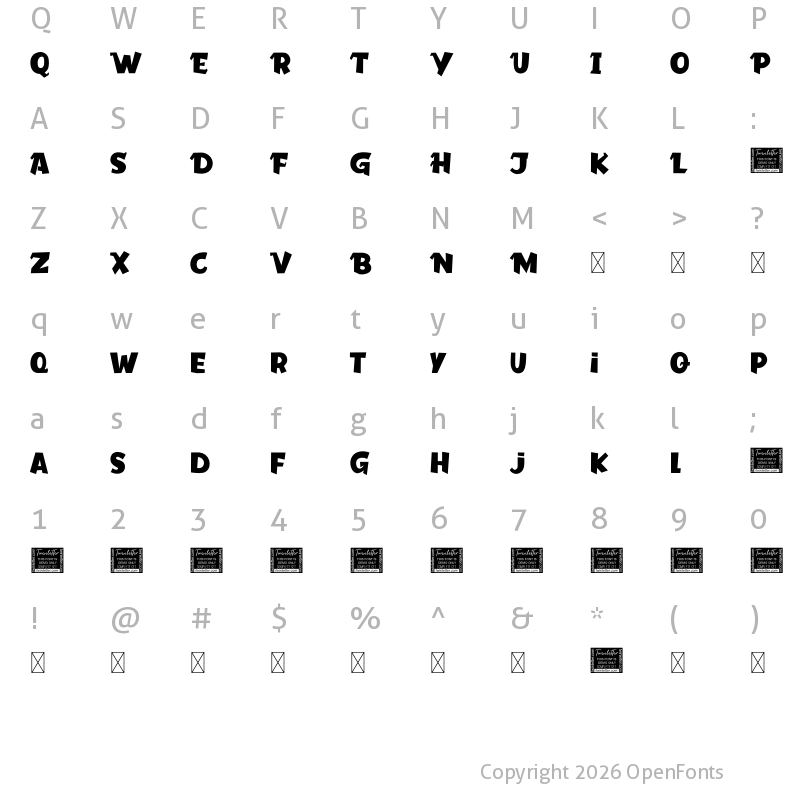 Character Map of Siller Personal Use