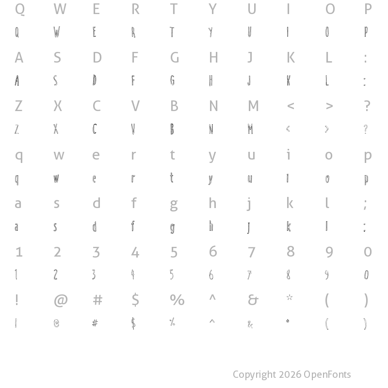 Character Map of Silly Cartoon Regular