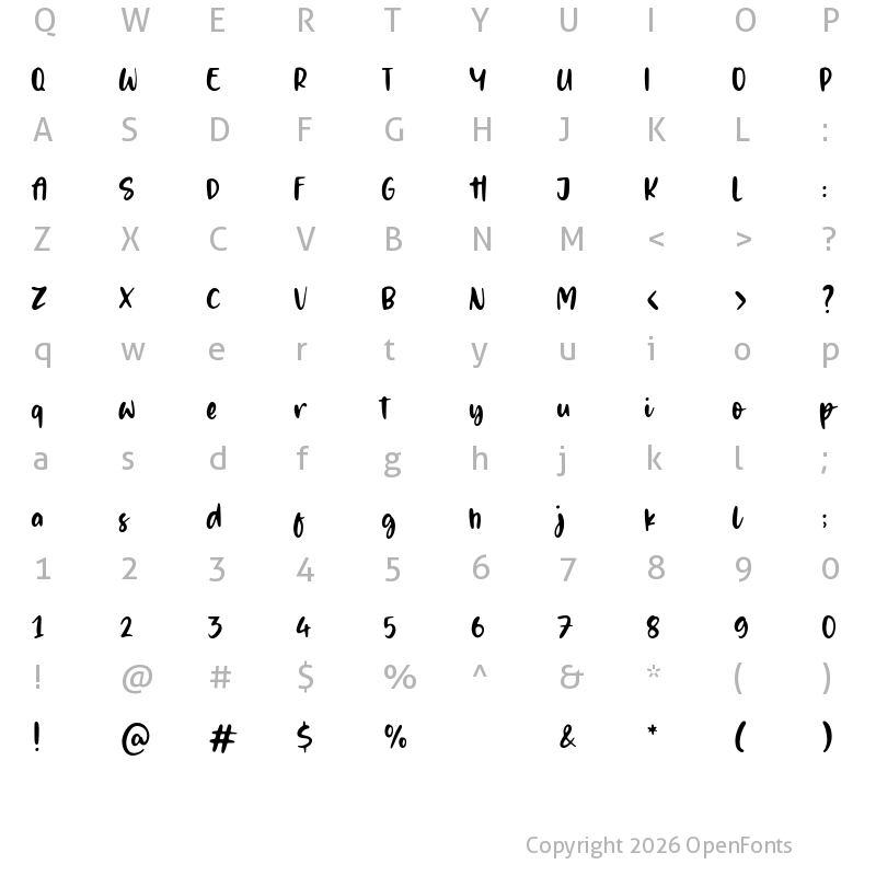 Character Map of Silver Midnight Regular