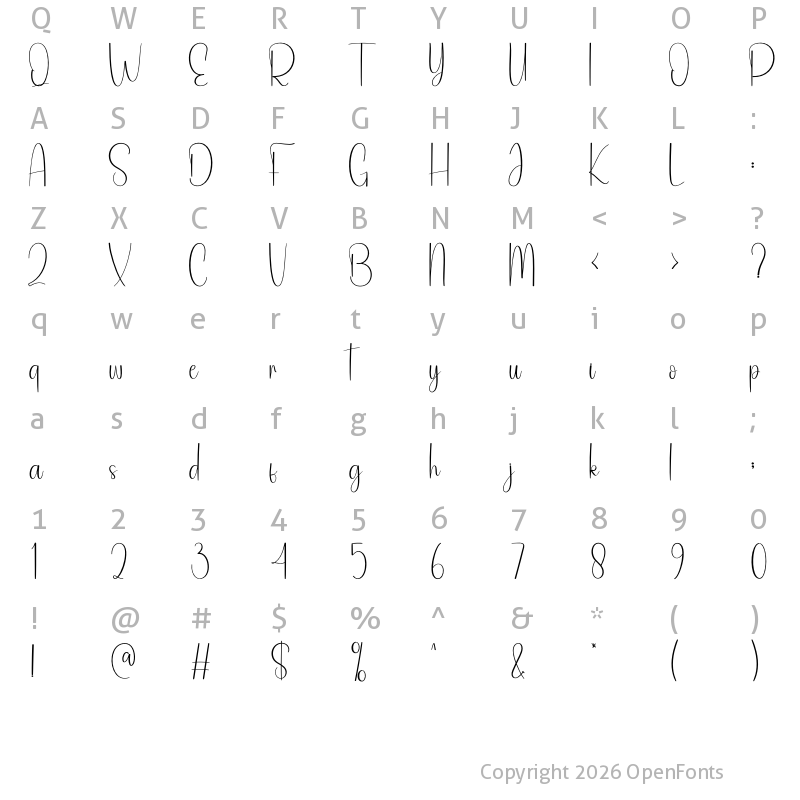 Character Map of Silver Regular