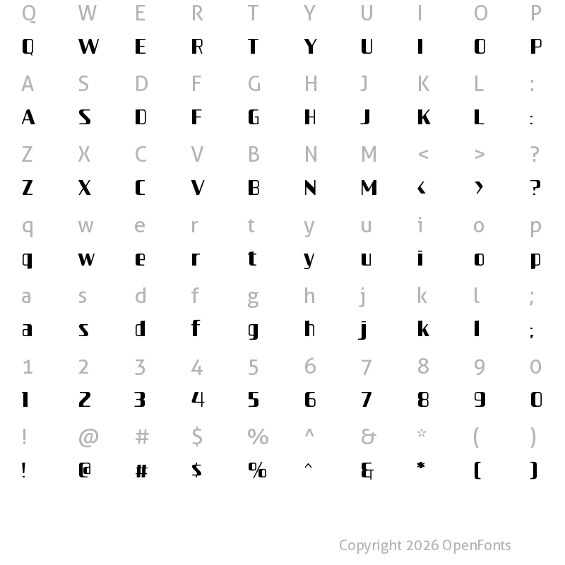 Character Map of Silver Streak Regular