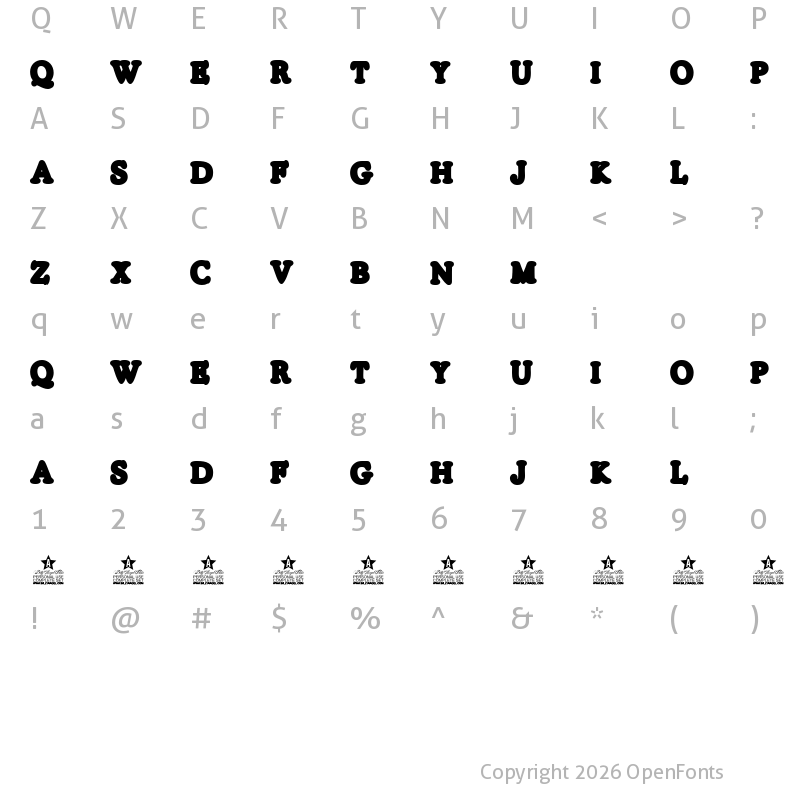 Character Map of SILVERS LINE PERSONAL USE Regular