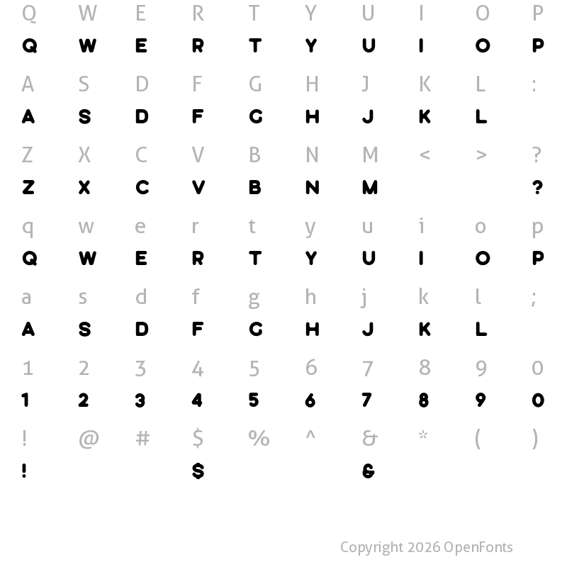 Character Map of Silverstone Sans Round Sans-Round