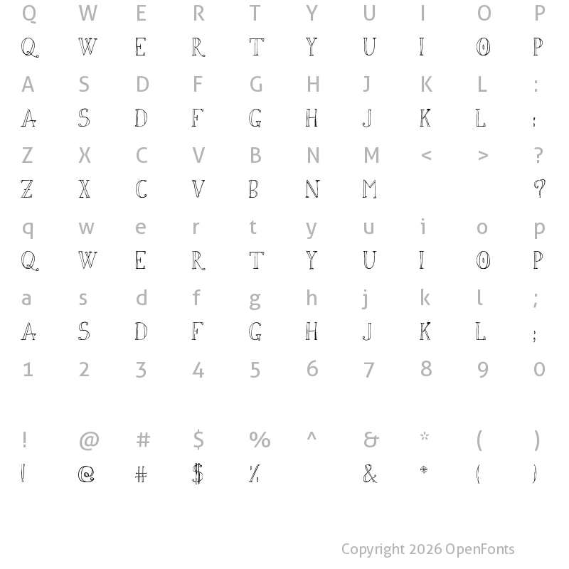 Character Map of Simon Script Regular