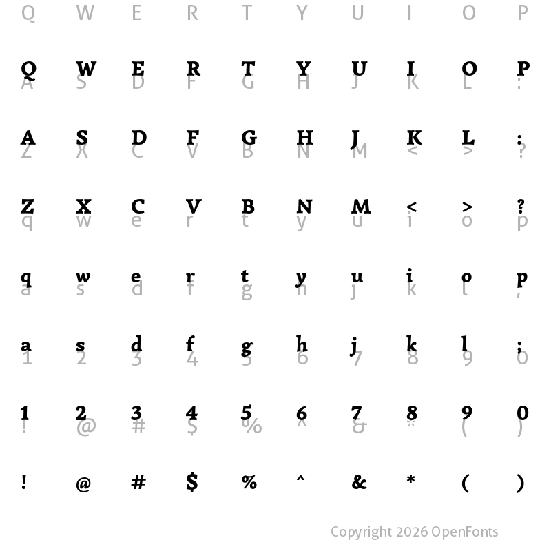 Character Map of Simonetta Black