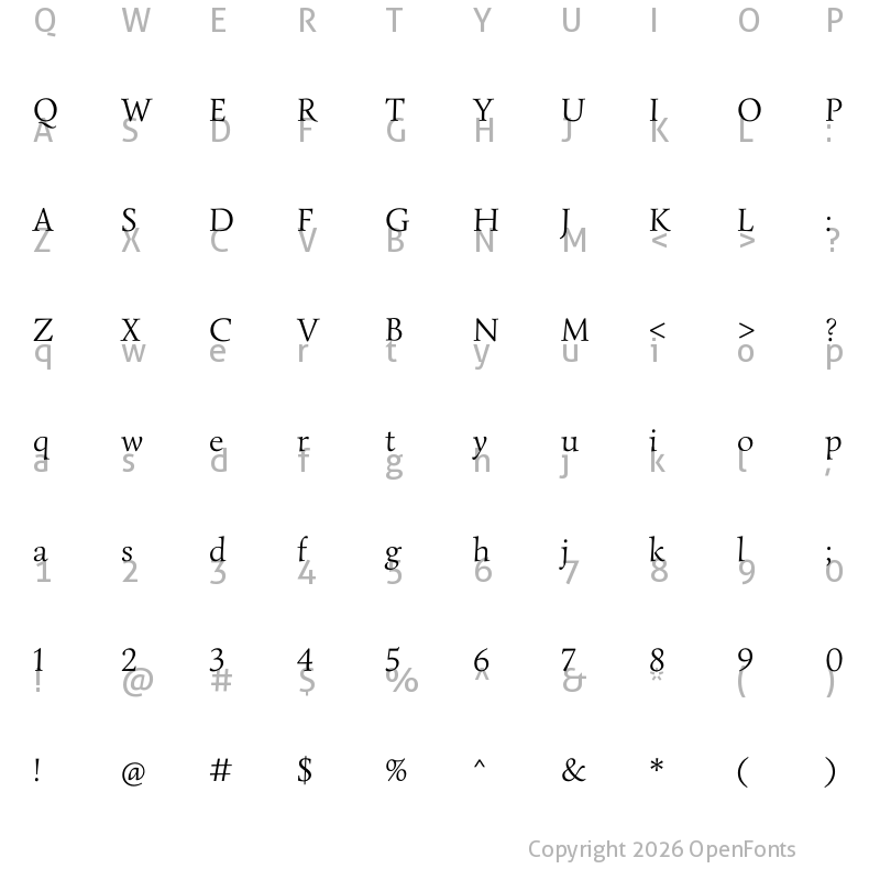 Character Map of Simonetta Regular