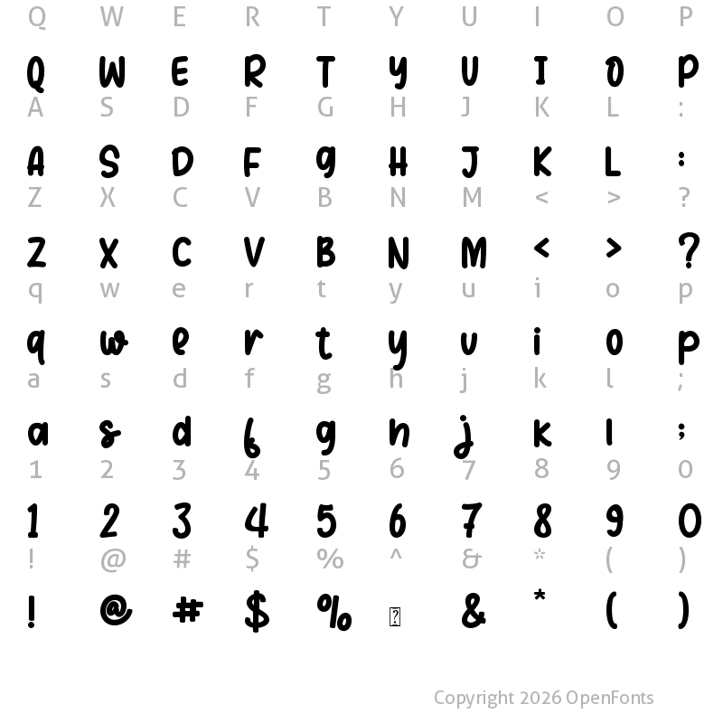 Character Map of Simple Christmas - Personal use Regular