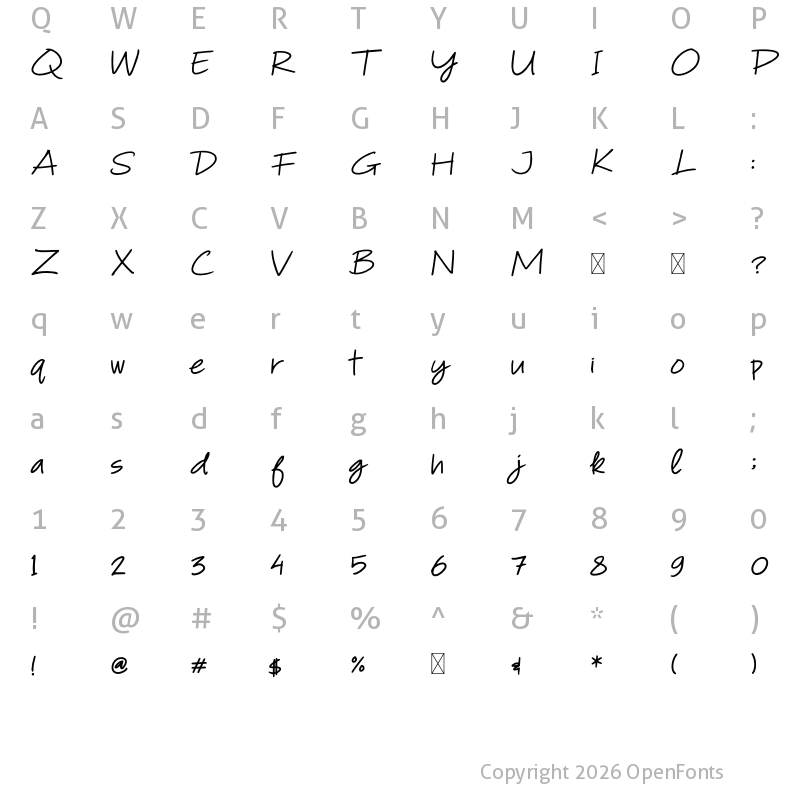 Character Map of Simple Note Regular