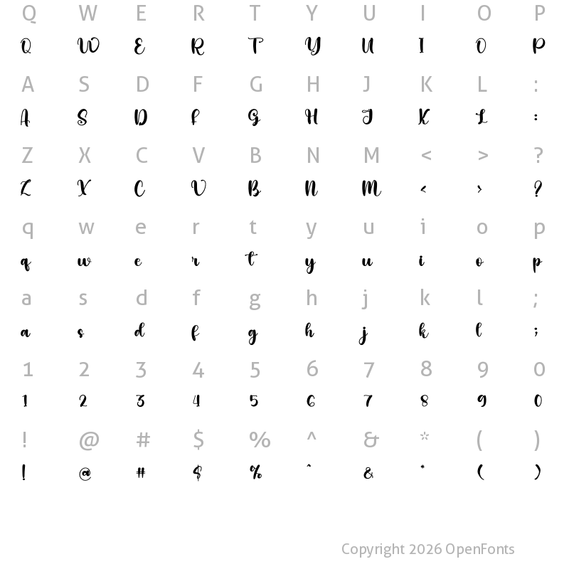 Character Map of Simple October Regular