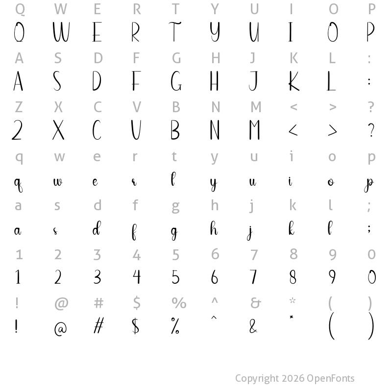 Character Map of Simple Saturday Regular