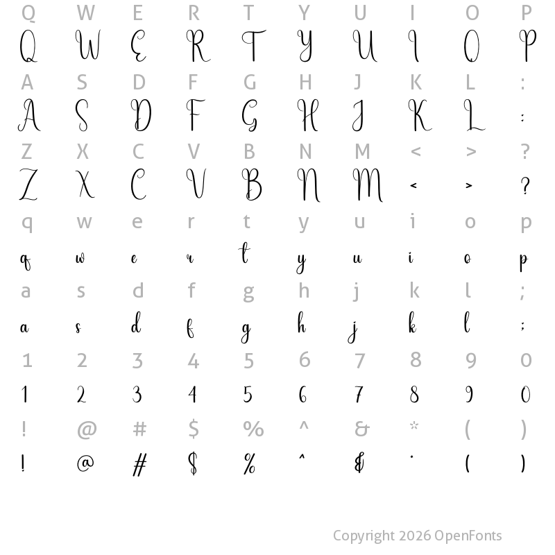 Character Map of Simple Writing Regular