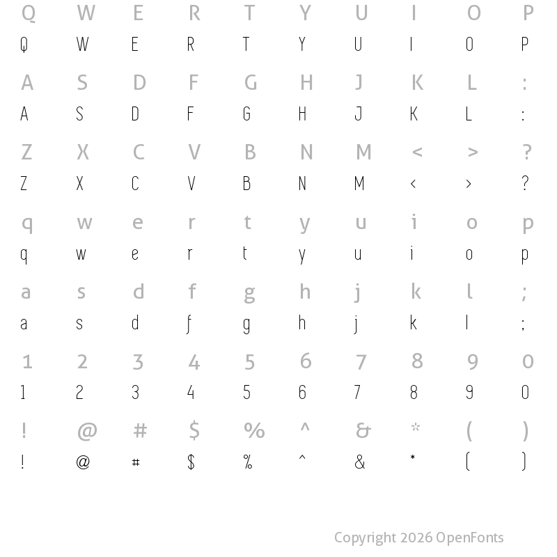 Character Map of Simplifica Simplifica