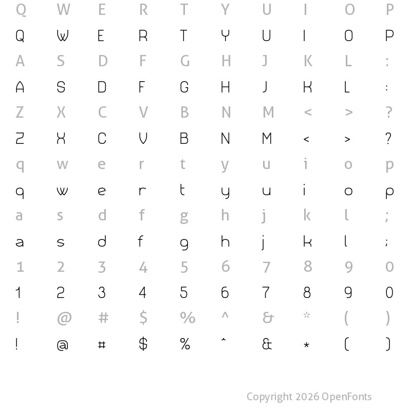 Character Map of Simply City Light