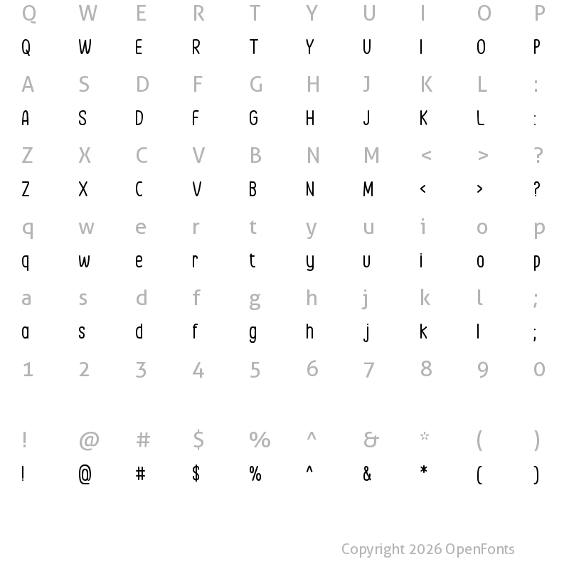 Character Map of Simply Happy Regular
