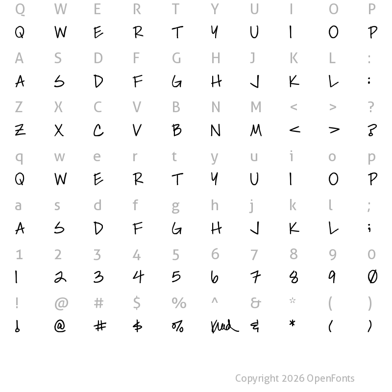 Character Map of Simply Kelley Regular