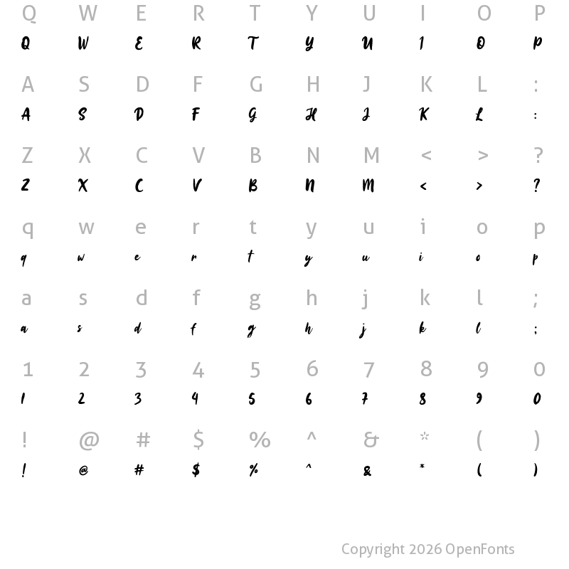 Character Map of Sinestta Regular