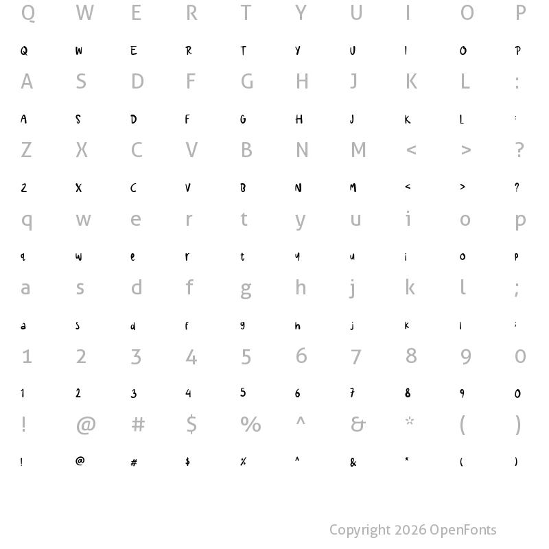 Character Map of Sing Buneng Bae Demo Regular
