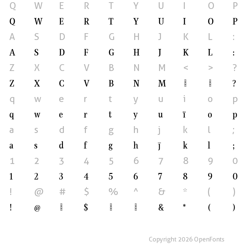 Character Map of Singel SemiBold Demo