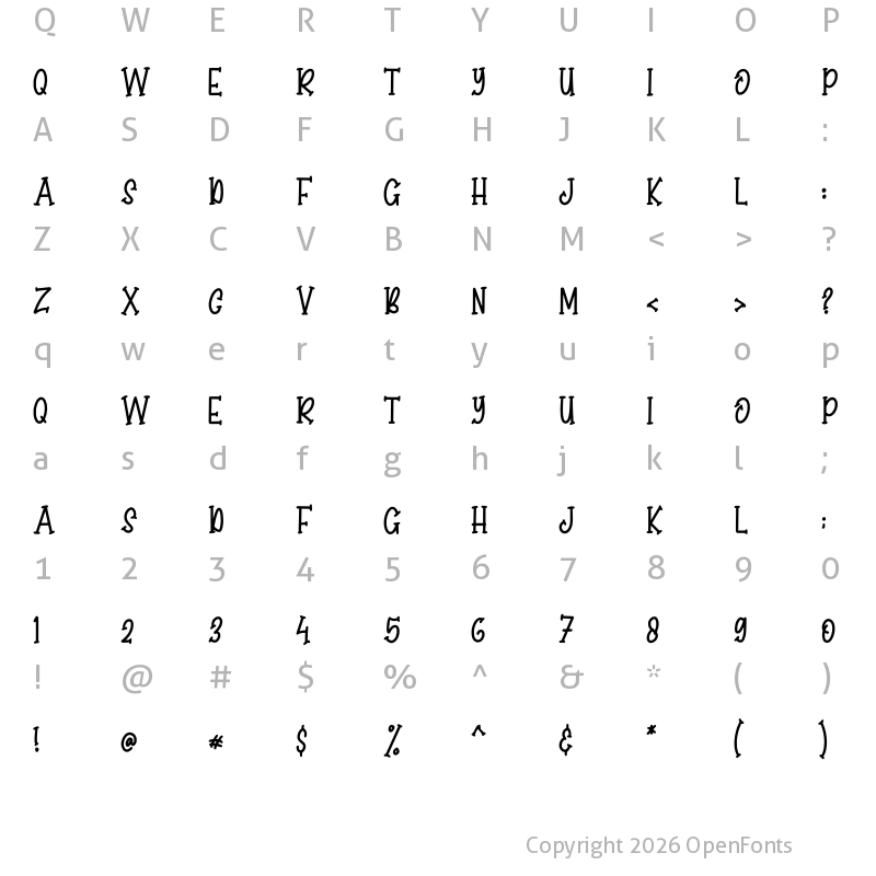Character Map of Singing Dino Regular
