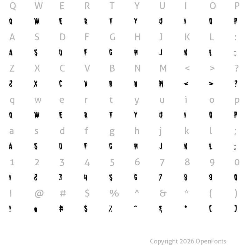 Character Map of Sinister Sunday Regular