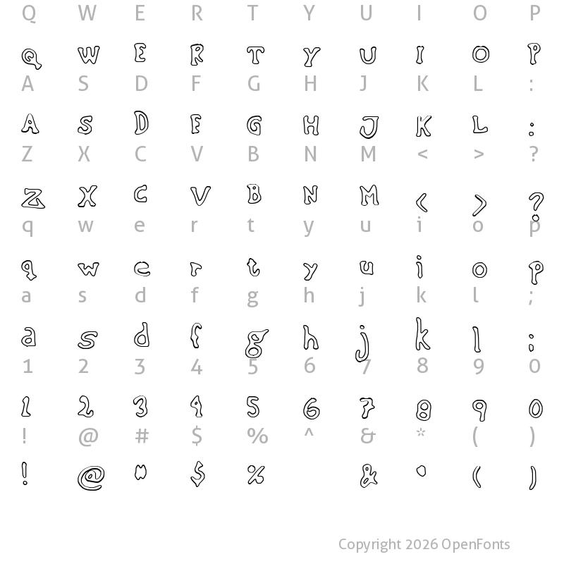 Character Map of Sinking Ship (outline) Regular