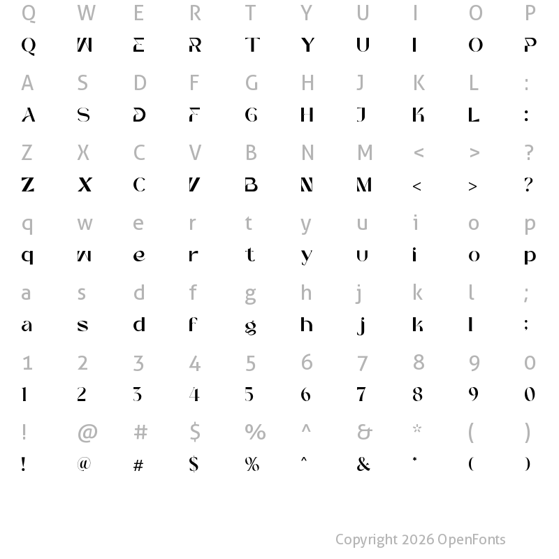 Character Map of Sinosans Regular