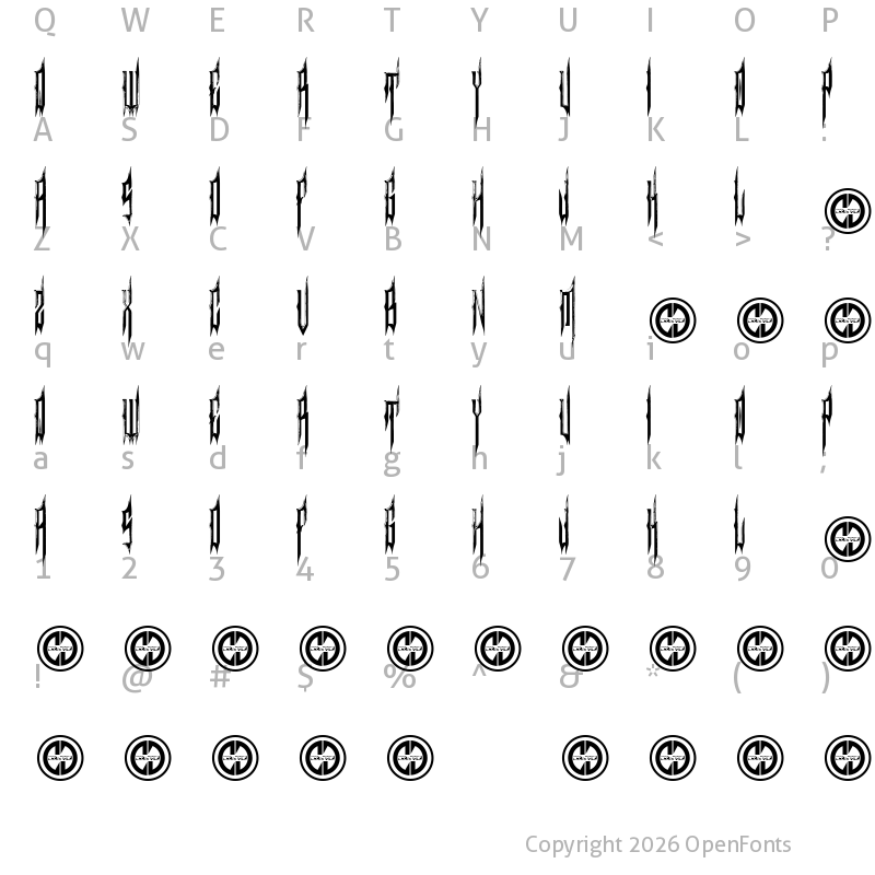 Character Map of Sinthetic Regular