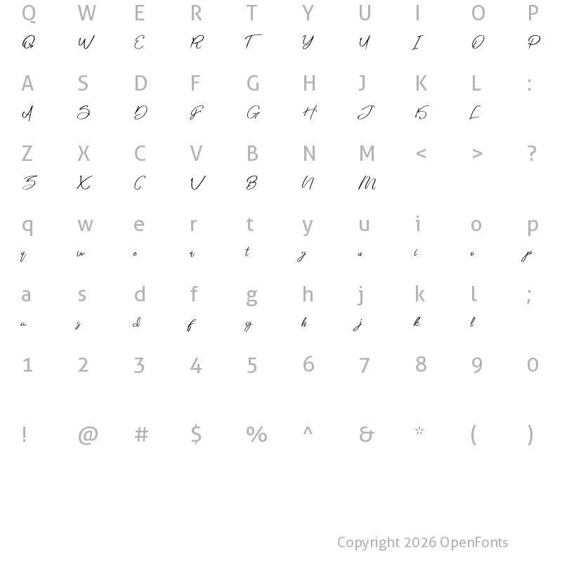 Character Map of Sinttya Regular